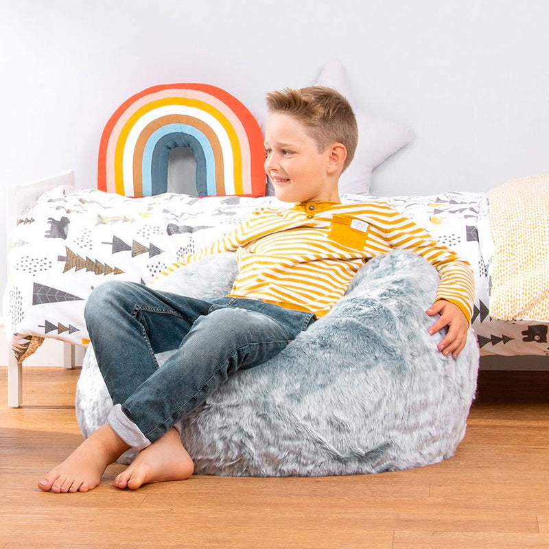 Kinder Kingston Luxus-Sitzsack aus Kunstfell – Hellblau