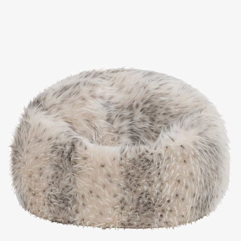 Kids Kingston Luxus-Kunstfell-Sitzsack – Schneeleopard