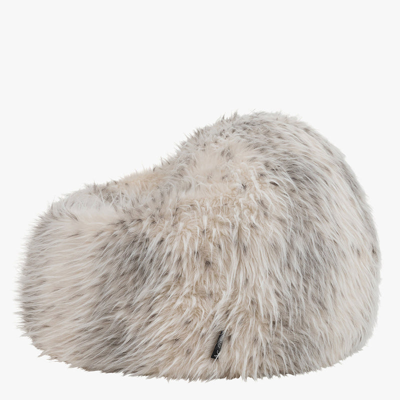 Kids Kingston Luxus-Kunstfell-Sitzsack – Schneeleopard