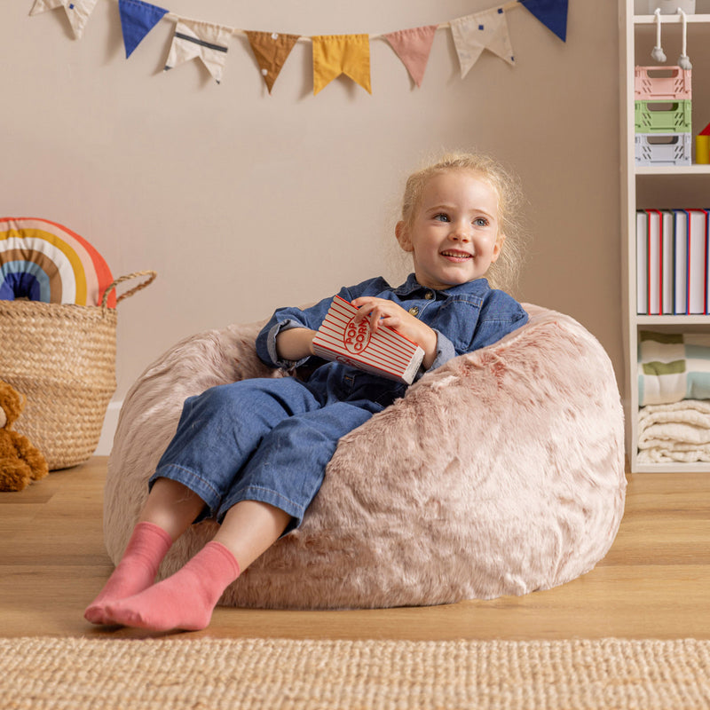 Kunstfell-Sitzsack von für Kinder, Rosa