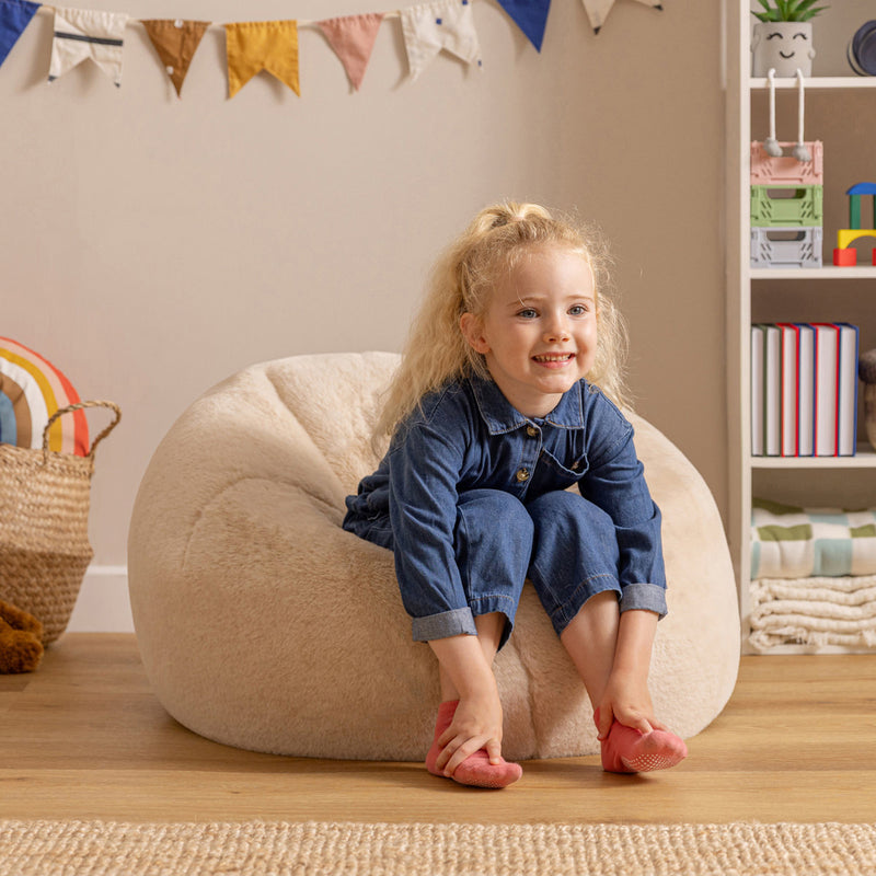 Kingston Kinder-Sitzsack, Kunstkaninchenfell, Naturfarbe 