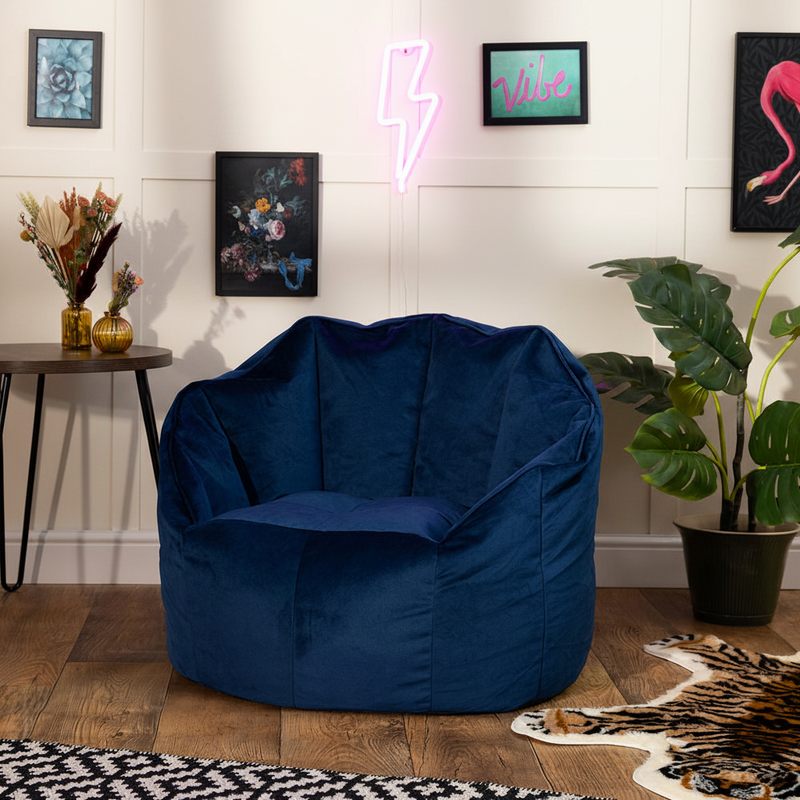 Sitzsack Sessel Sirena Samt - Marineblau