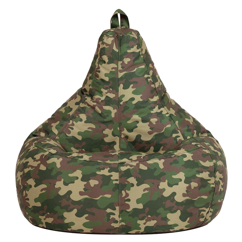 Sitzsack mit Rückenlehne für Gamer, wasserabweisend, grünes Camouflage-Muster  