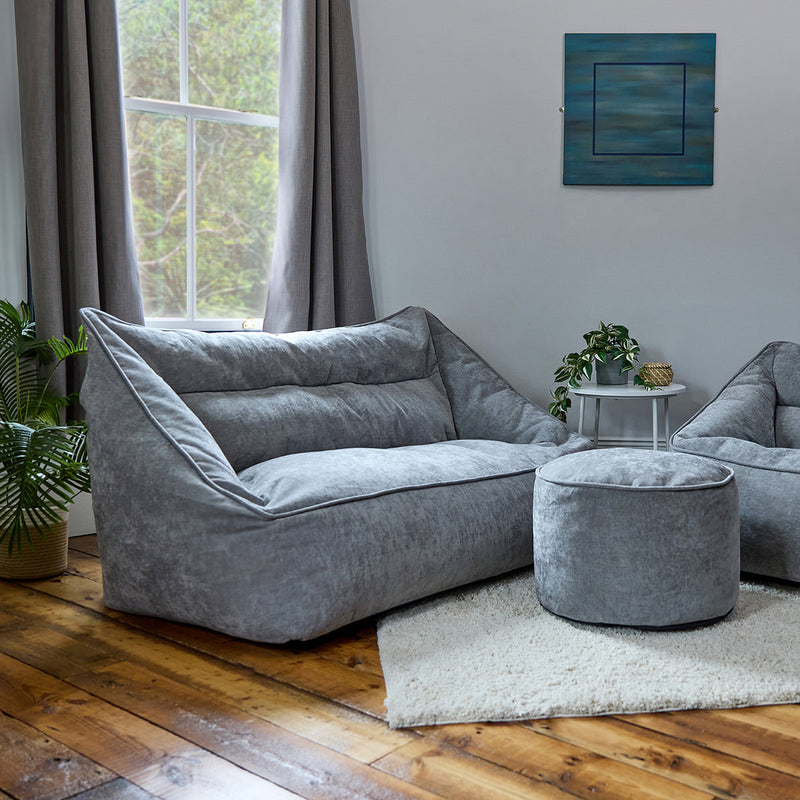Sofa-Sitzsack Cecilia mit Chenille-Bezug, grau