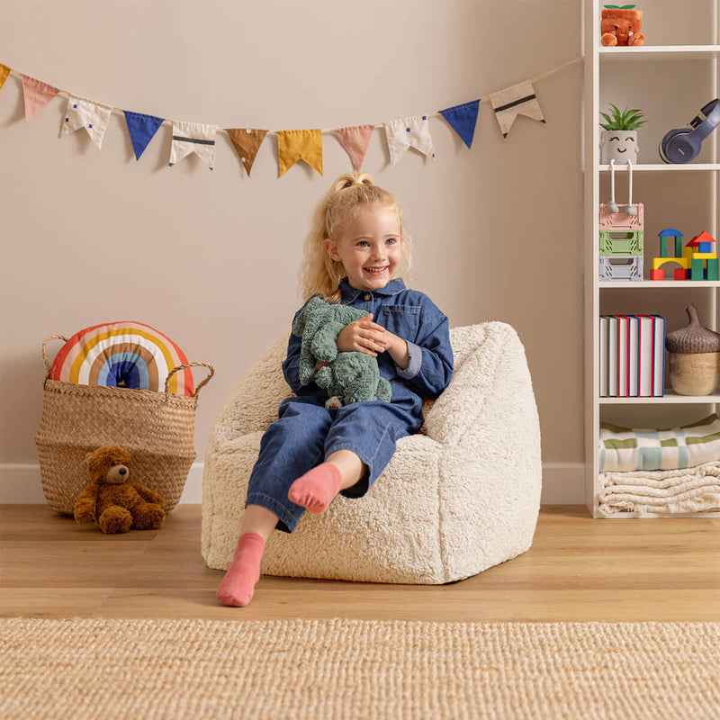 Natalia Sessel-Sitzsack für Kinder, Teddy-Fleece, Natur
