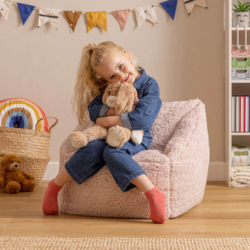 Kinder Natalia Teddy-Fleece Sessel Sitzsack - Rosa