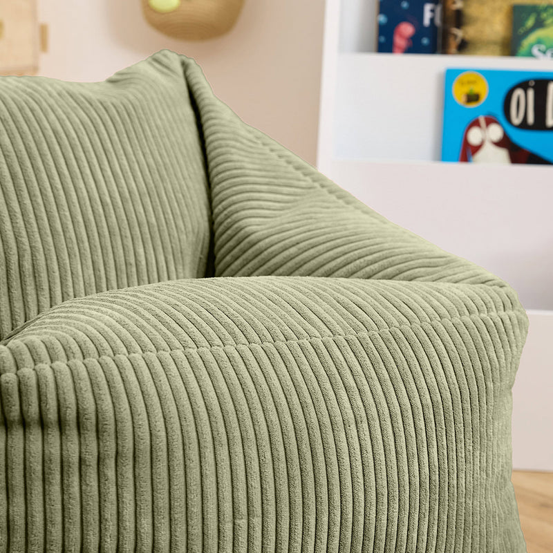 Morgan Sessel-Sitzsack für Kinder, Cord, Salbeigrün