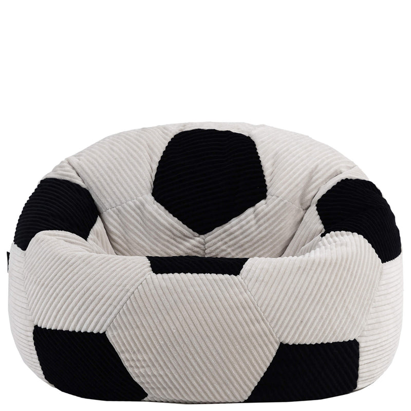 Klassischer Sitzsack für Teens, Cord, Fußball-Print, Schwarz