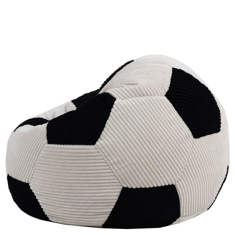 Klassischer Sitzsack für Teens, Cord, Fußball-Print, Schwarz