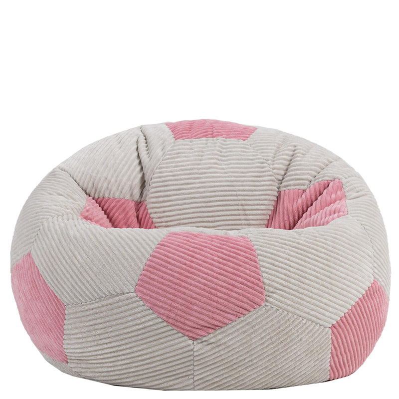 Klassischer Sitzsack für Teens, Cord, Fußball-Print, Hellrosa