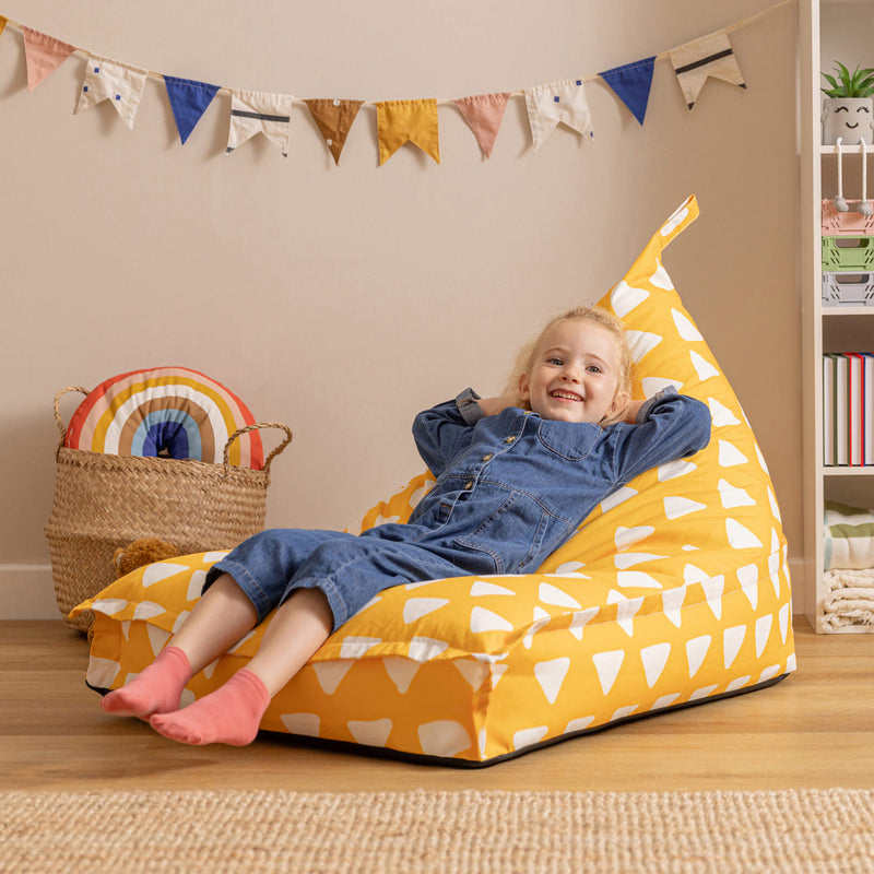Loungesesel für Kinder, Dreieck-Print, Gelb