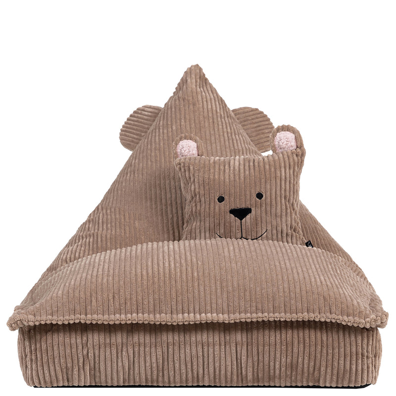 Lounger-Sitzsack für Kinder, Cord, Bertie Bear-Print, Cord, Braun