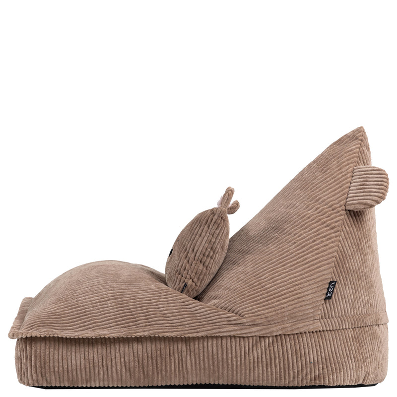 Lounger-Sitzsack für Kinder, Cord, Bertie Bear-Print, Cord, Braun