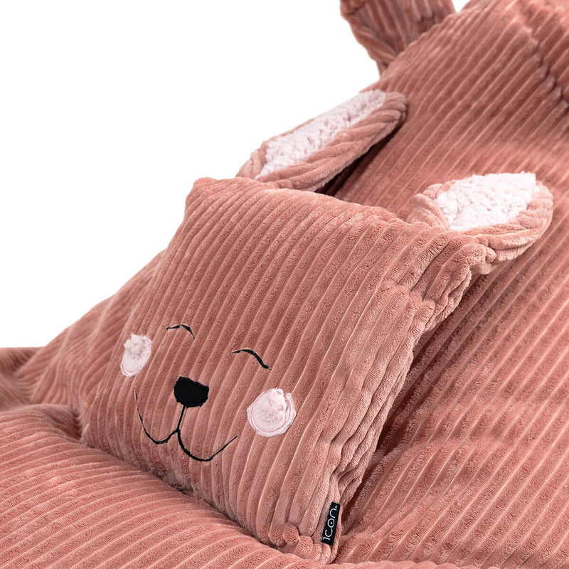 Lounger-Sitzsack für Kinder, Cord, Robyn Rabbit-Print, Rosa