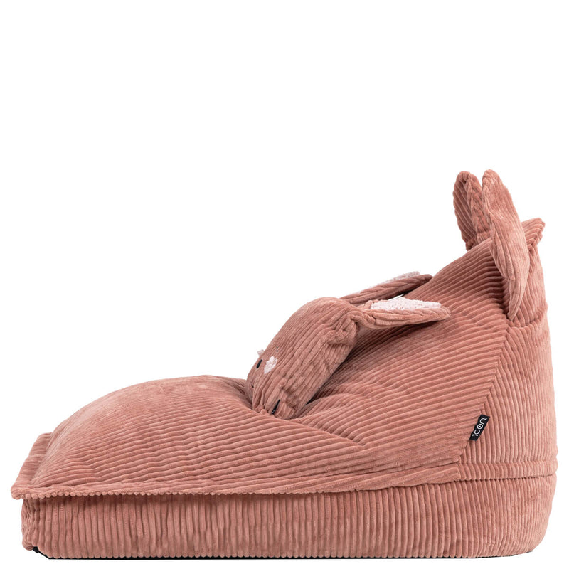 Lounger-Sitzsack für Kinder, Cord, Robyn Rabbit-Print, Rosa