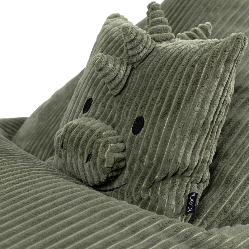 Lounger-Sitzsack für Kinder, Cord, Dexter Dinosaur,  Salbeigrün