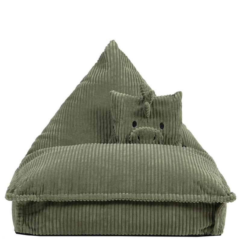 Lounger-Sitzsack für Kinder, Cord, Dexter Dinosaur,  Salbeigrün