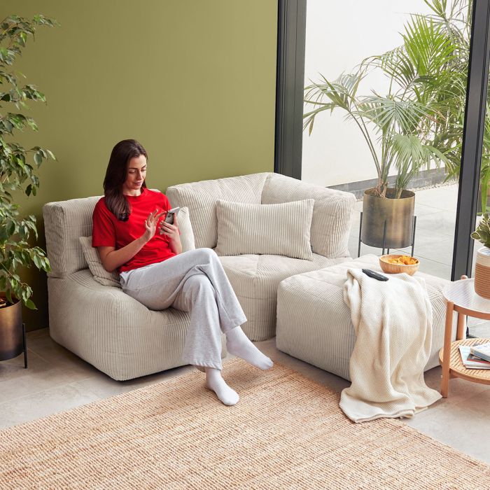 Noa Modularer Sitzsack-Sofa, Jumbo Cord, Steingrau