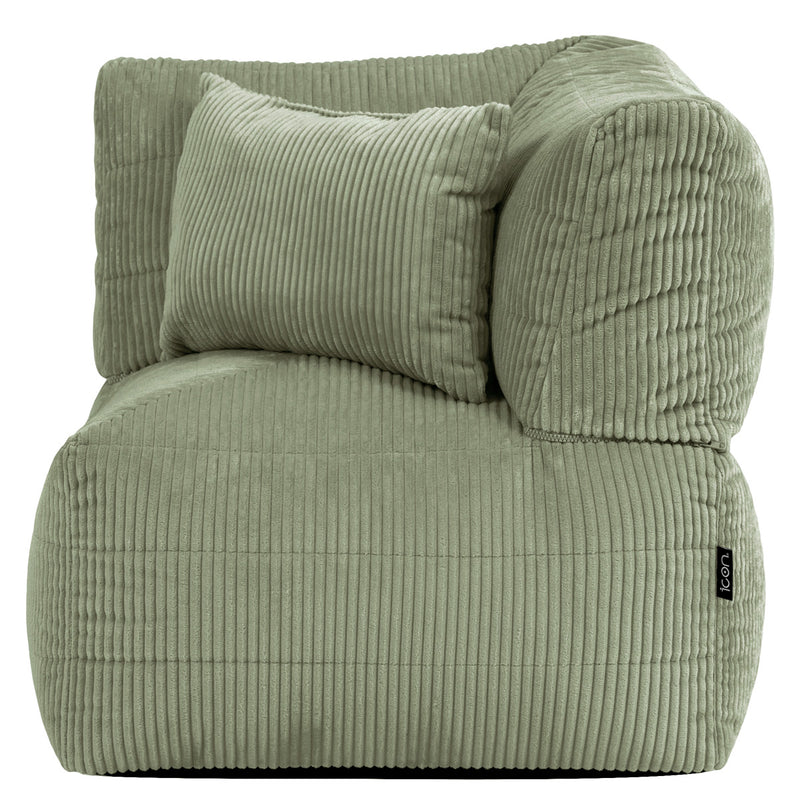 Noa Modularer Sitzsack-Ecksessel, Jumbo Cord, Salbeigrün 