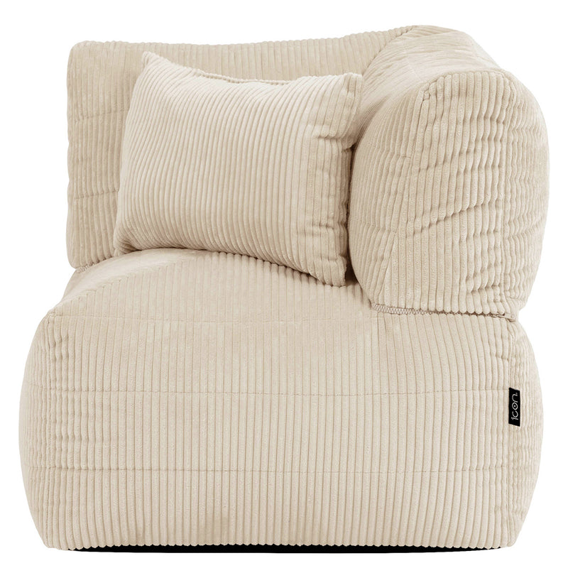 Noa Modularer Sitzsack-Ecksessel, Jumbo Cord, Steingrau   