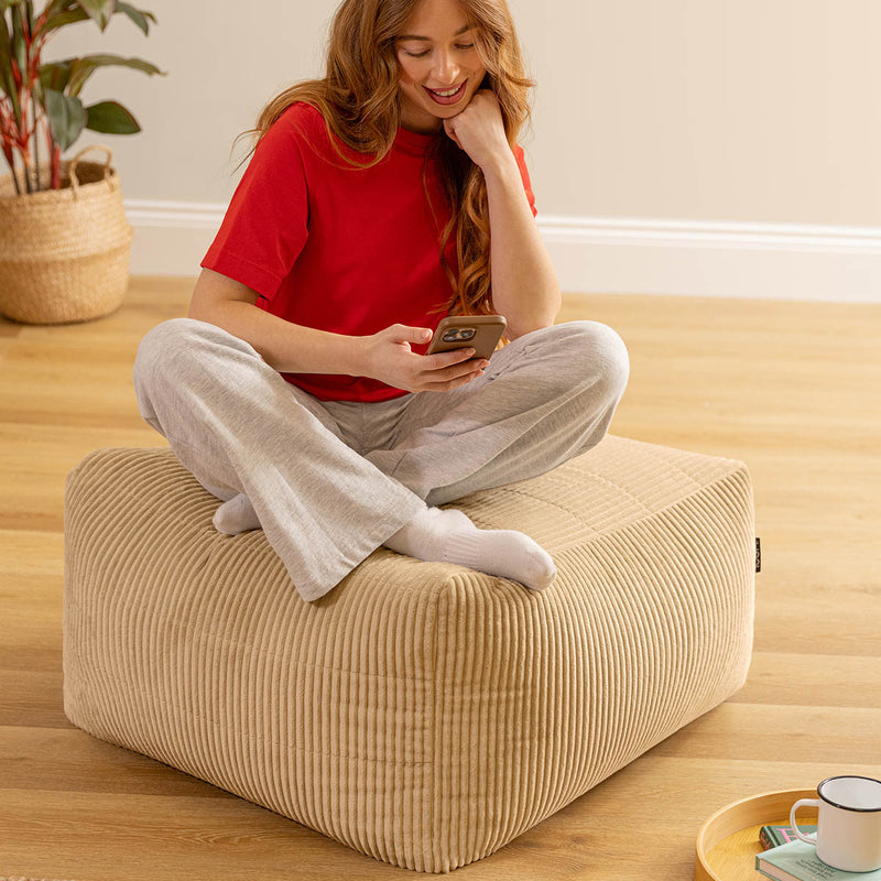Noa Modularer Sitzsack-Fußhocker, Jumbo Cord, Steingrau  