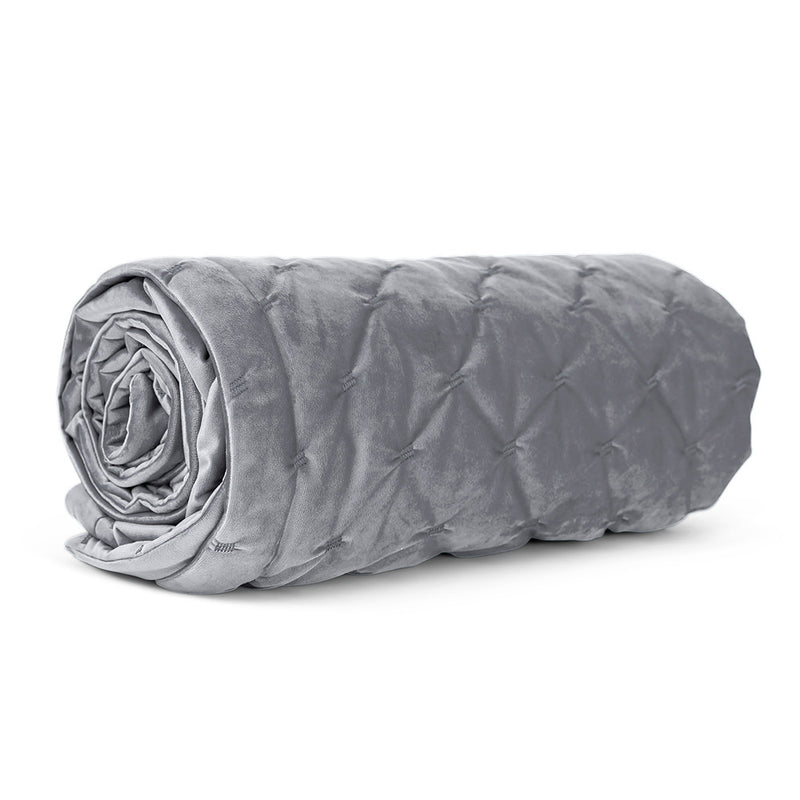 Rosa Gesteppte Samtdecke - Grau
